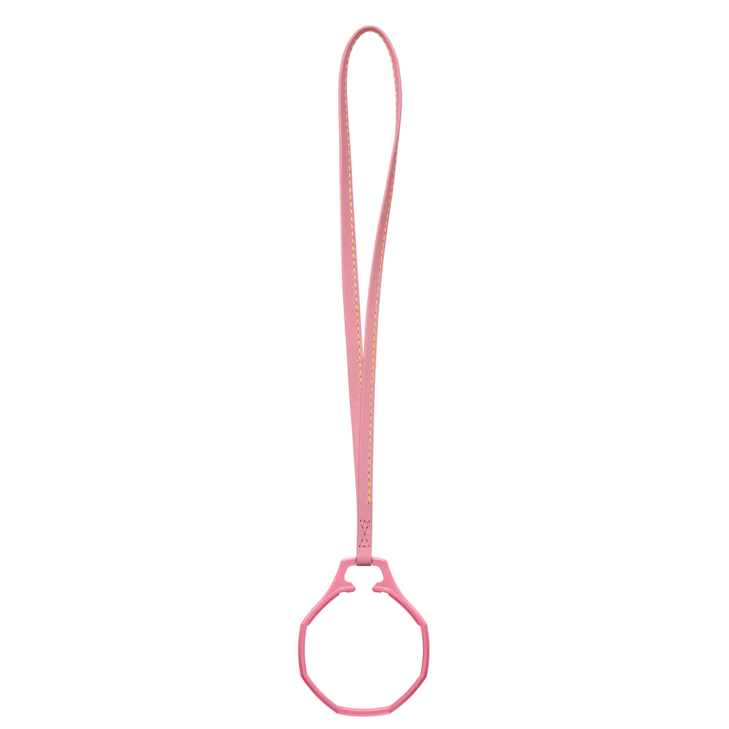 Lanyard en cuir rose avec anneau