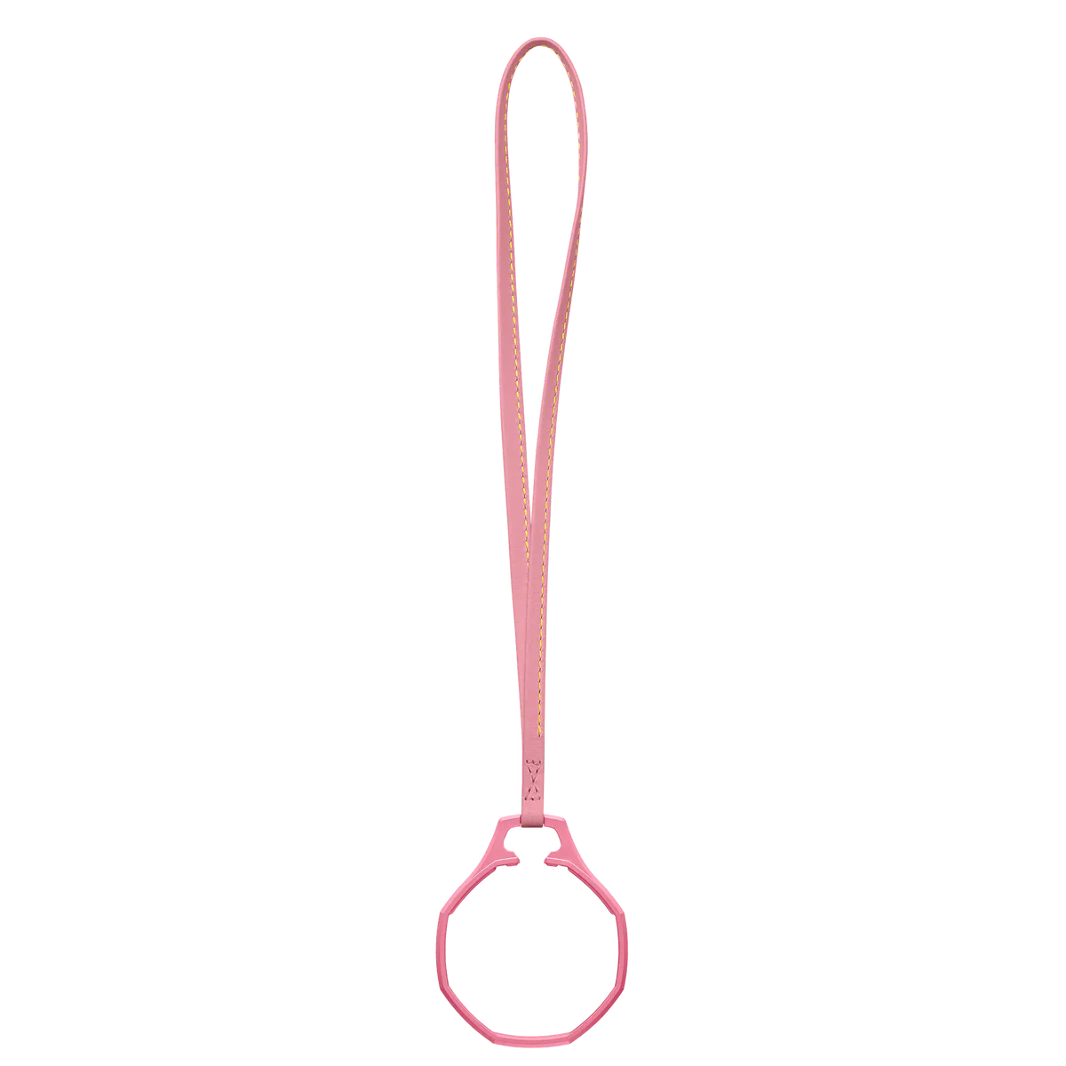 Lanyard en cuir rose avec anneau