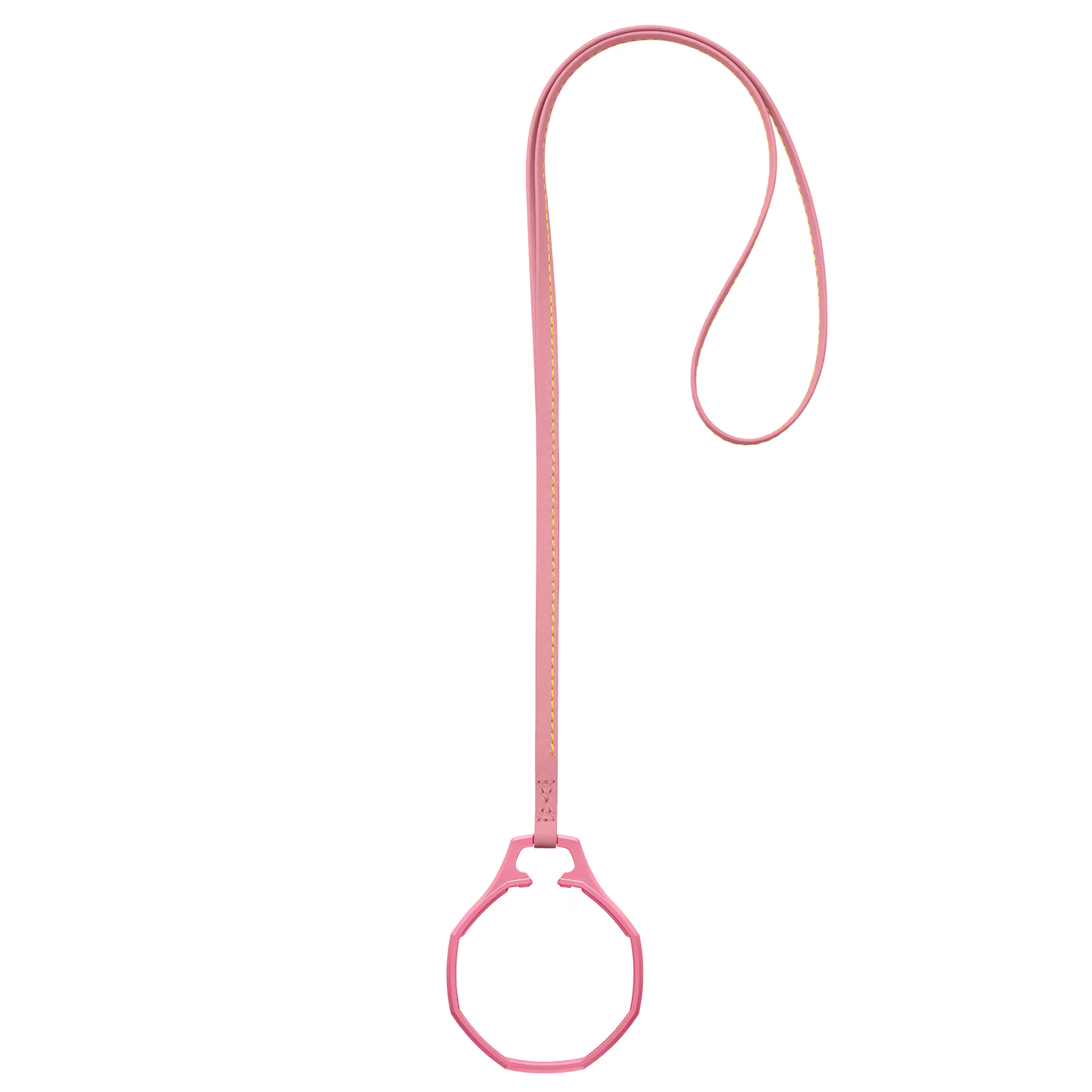 Lanyard en cuir rose avec anneau