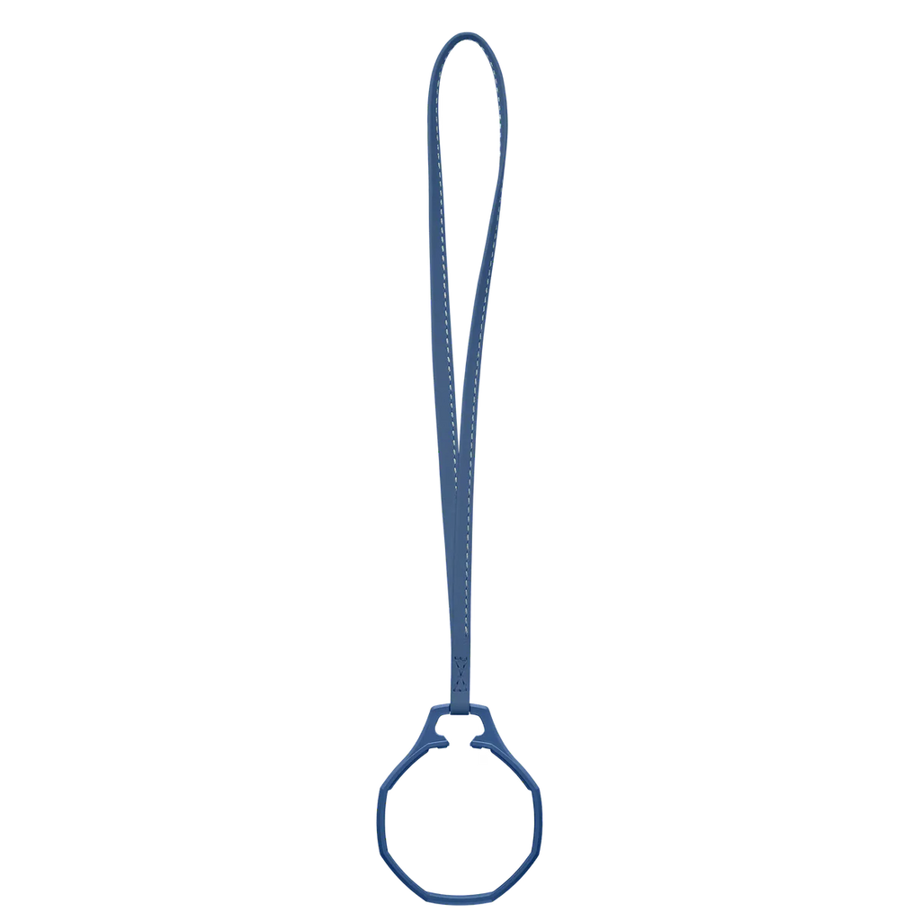 Lanyard en cuir bleu avec anneau