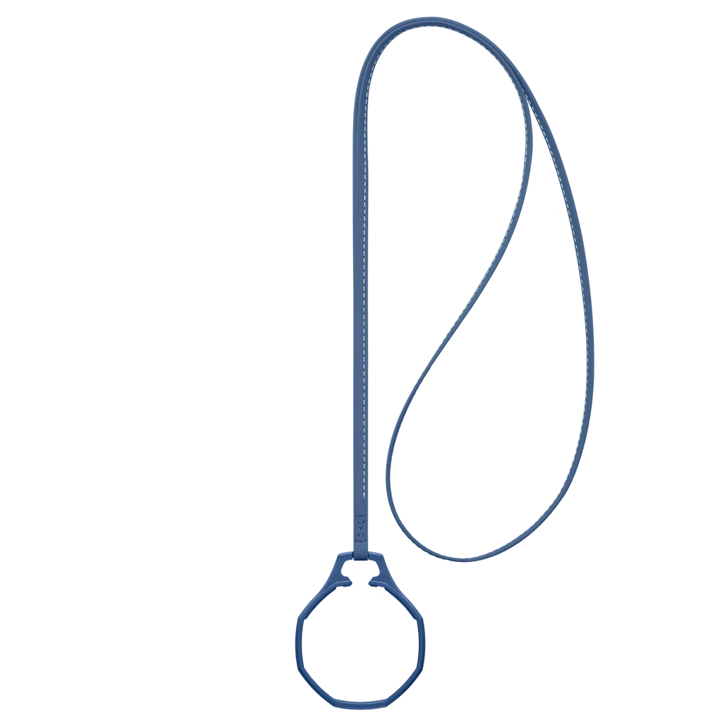 Lanyard en cuir bleu avec anneau