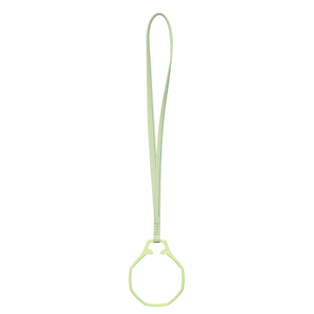Lanyard en cuir vert menthe avec anneau