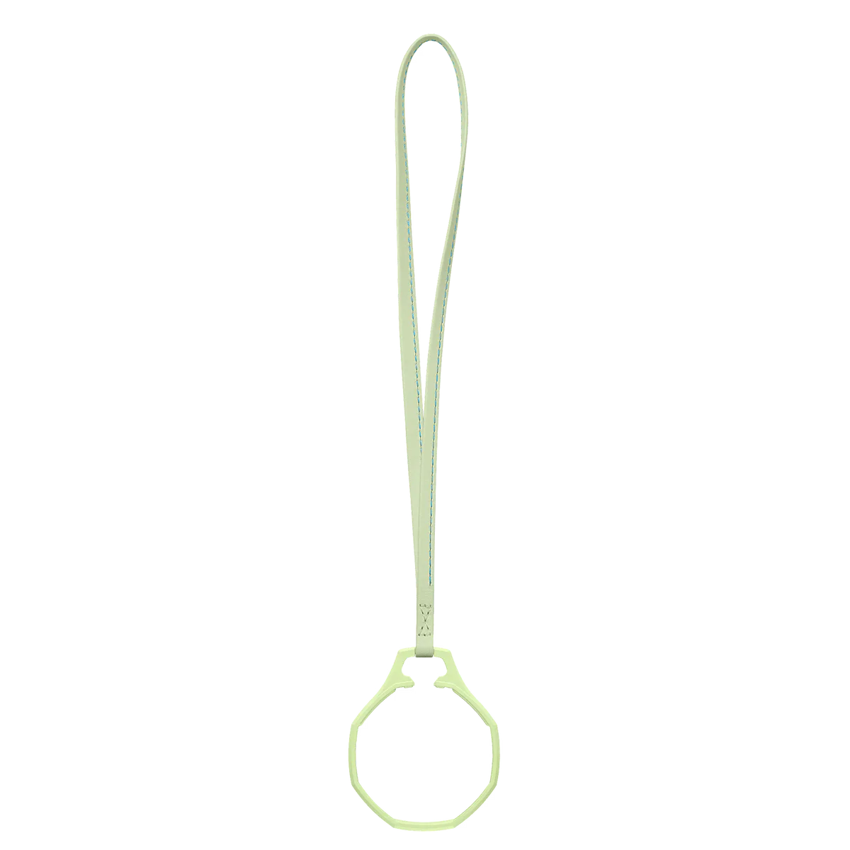 Lanyard en cuir vert menthe avec anneau