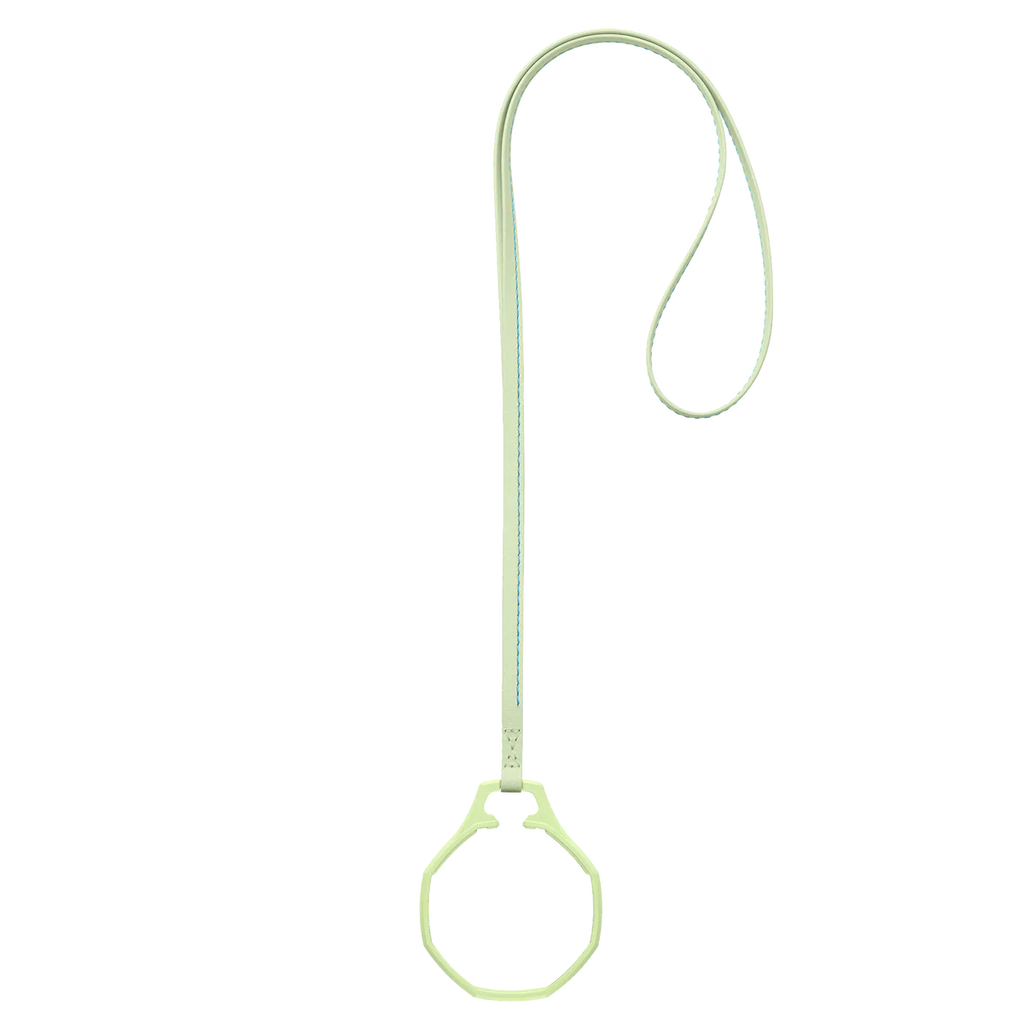 Lanyard en cuir vert menthe avec anneau