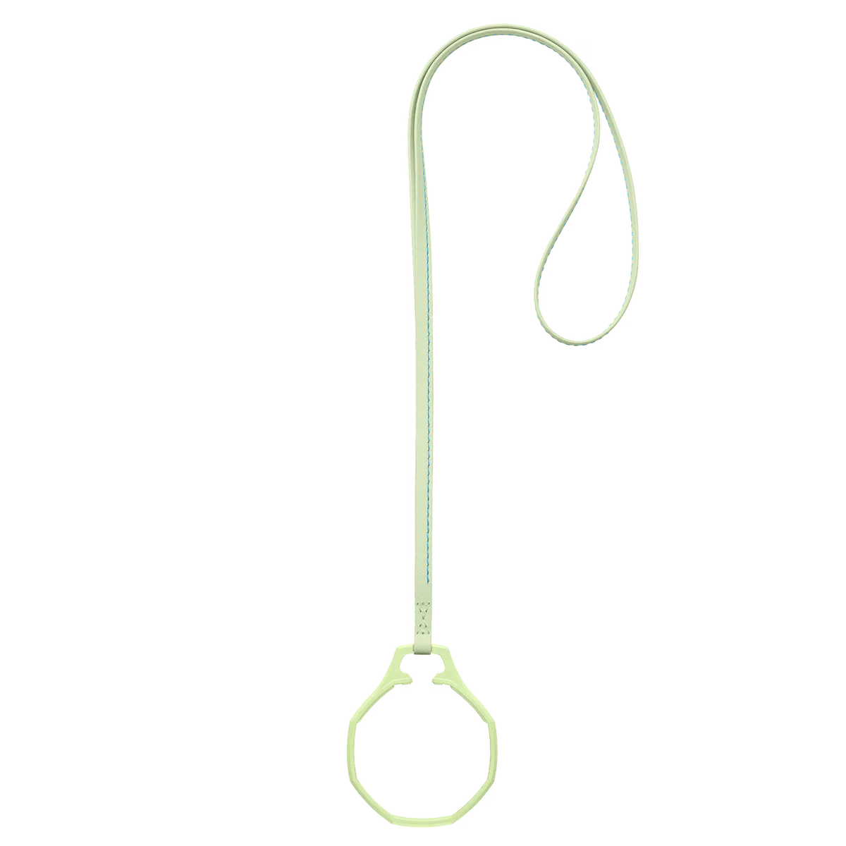 Lanyard en cuir vert menthe avec anneau