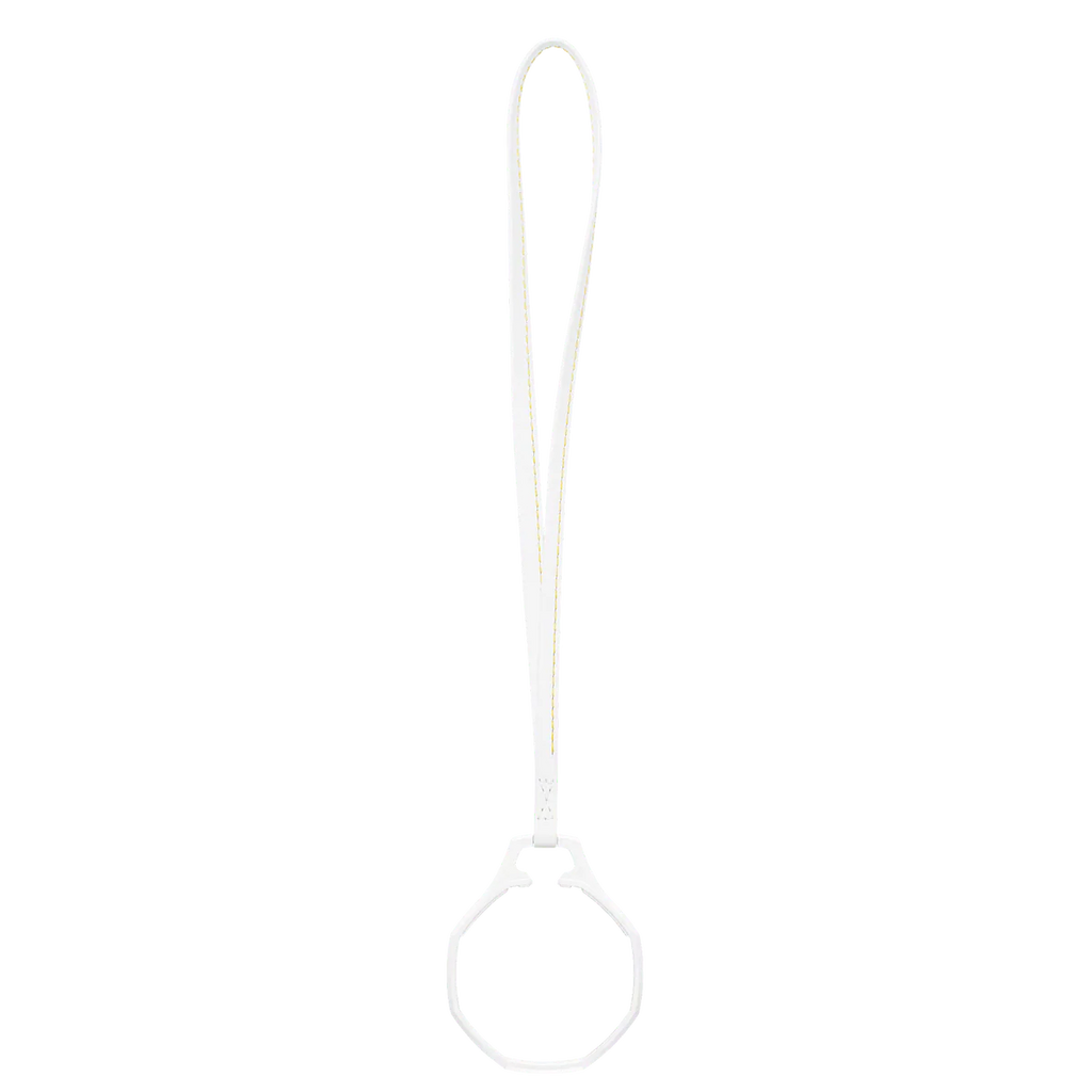 Lanyard en cuir blanc avec anneau