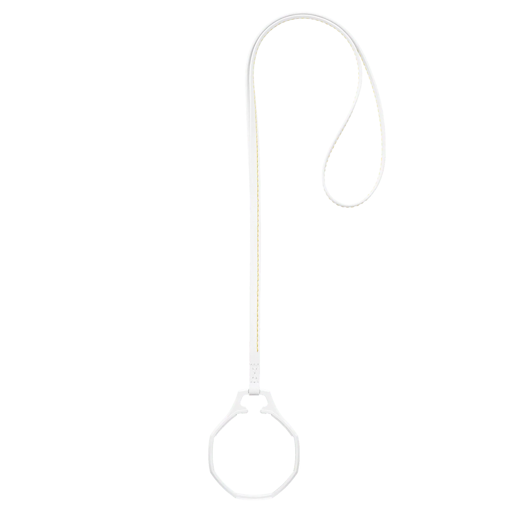 Lanyard en cuir blanc avec anneau