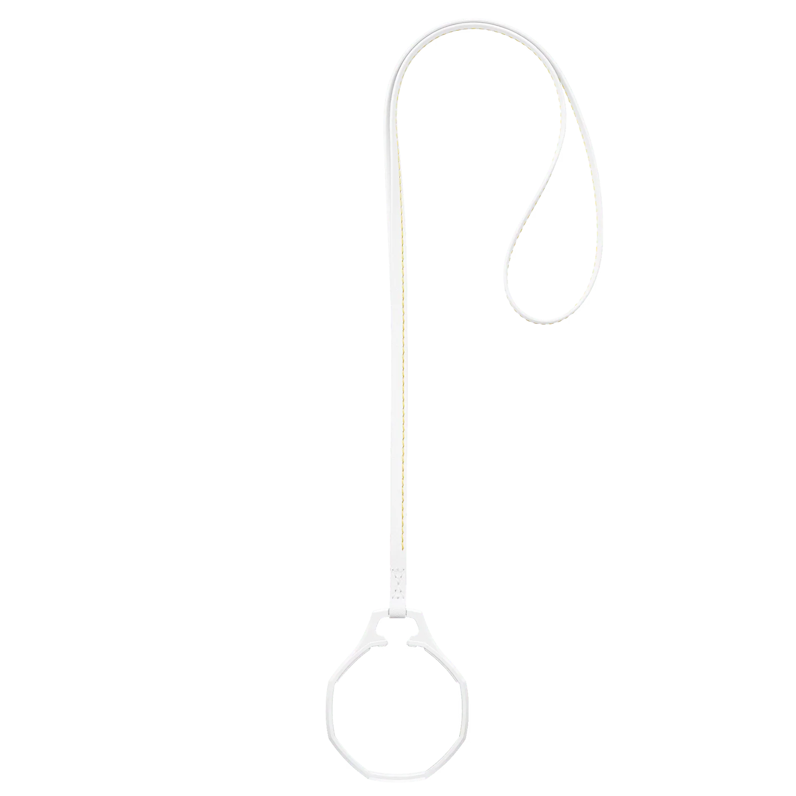 Lanyard en cuir blanc avec anneau