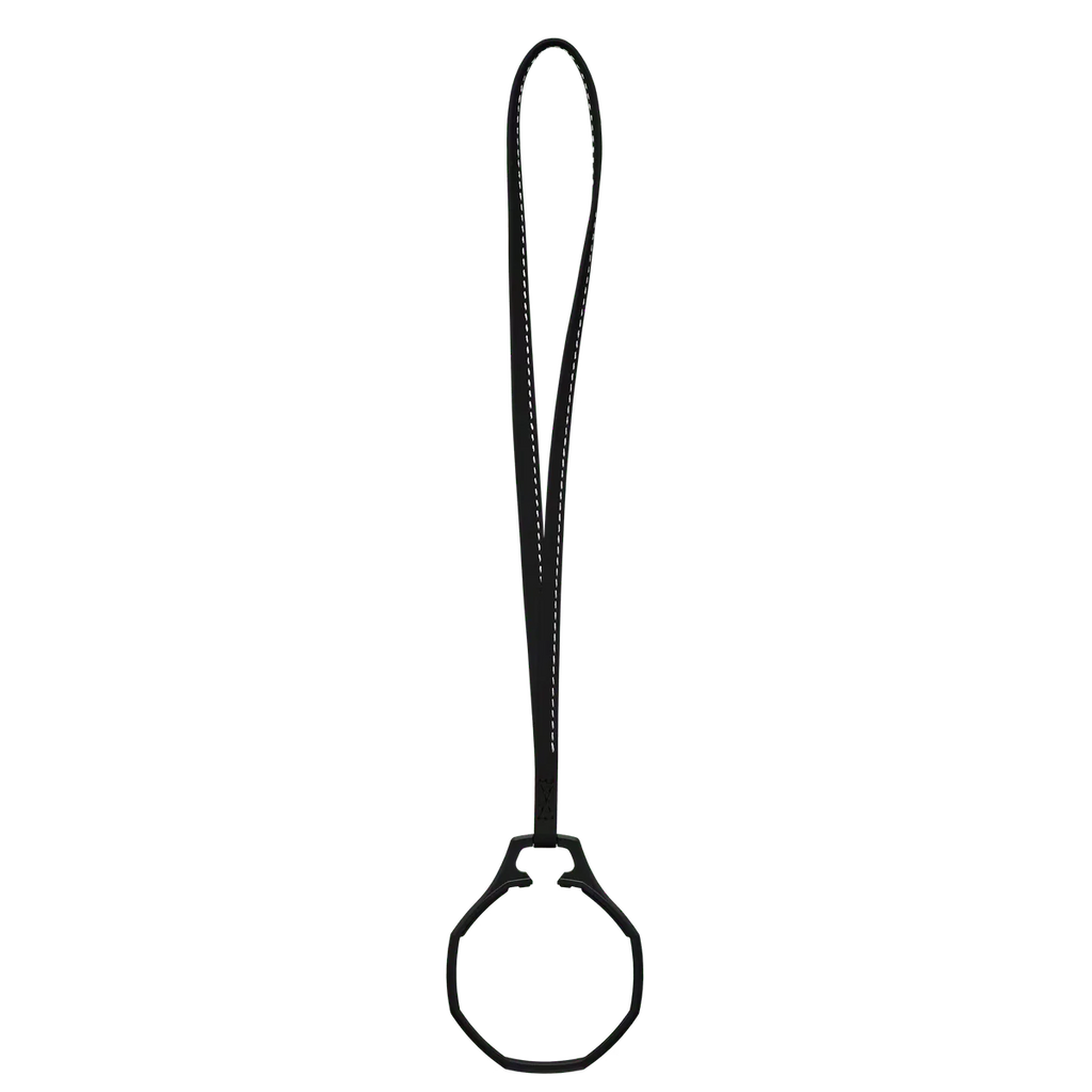 Lanyard en cuir noir avec anneau