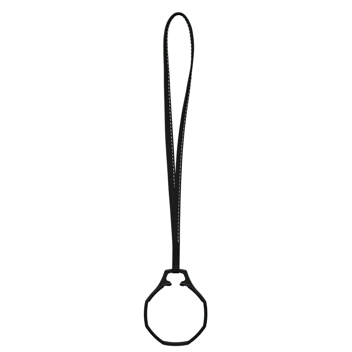 Lanyard en cuir noir avec anneau