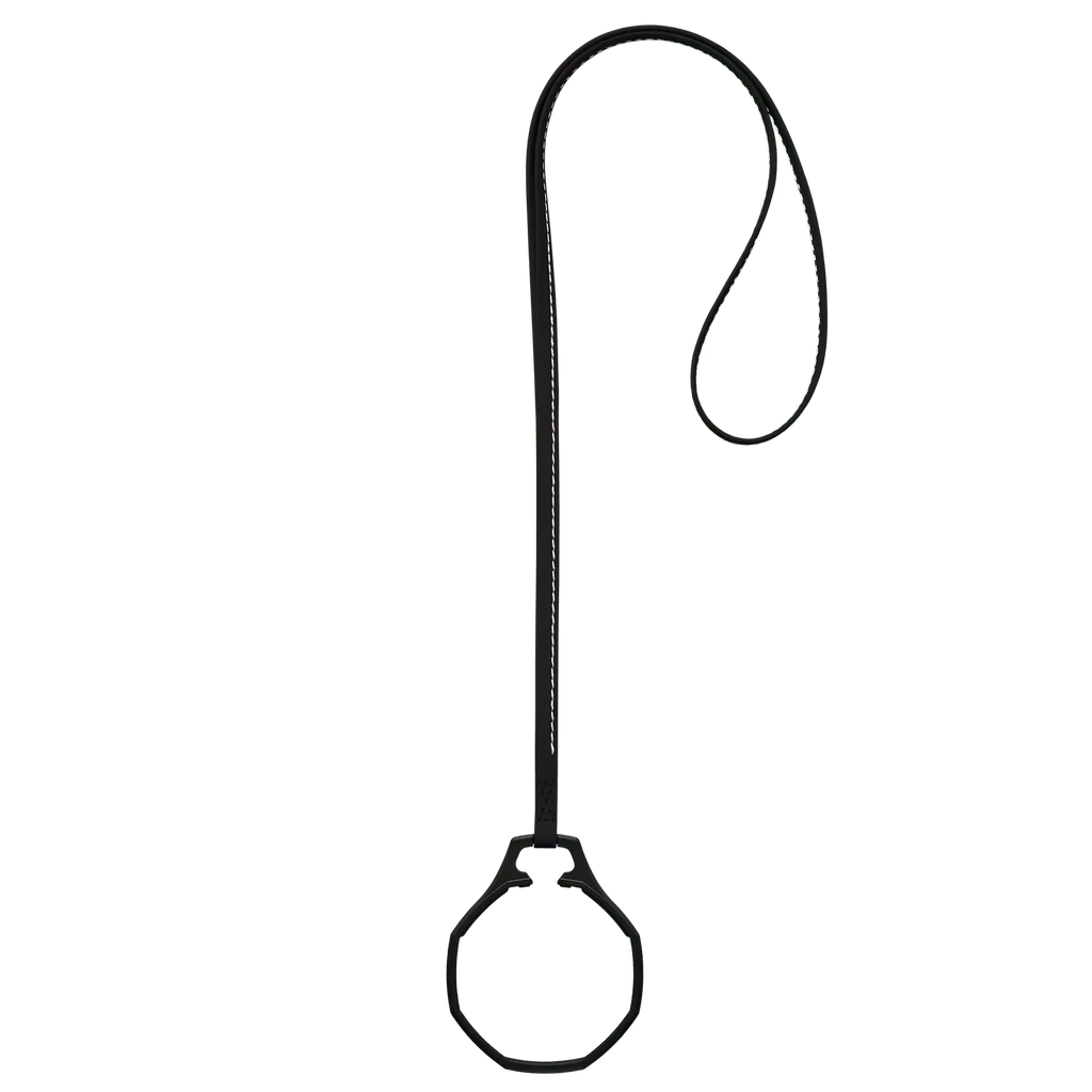 Lanyard en cuir noir avec anneau