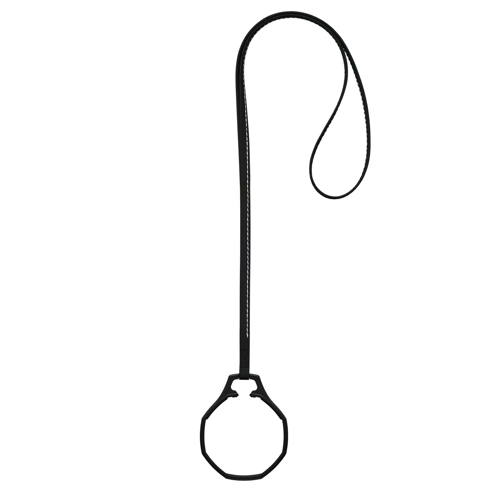 Lanyard en cuir noir avec anneau